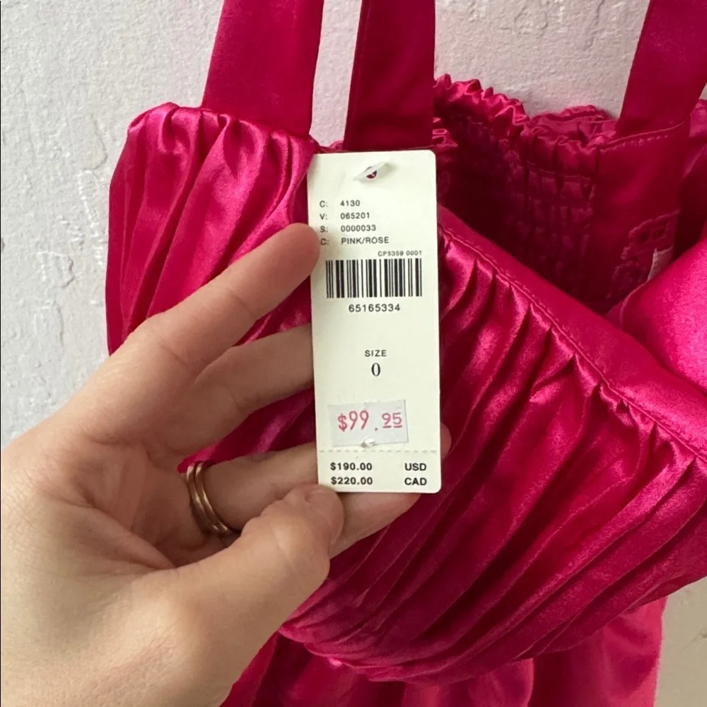 Maeve Anthropologie Hot Pink Satin A-line Mini Party Cocktail Dress Size 0 NWT